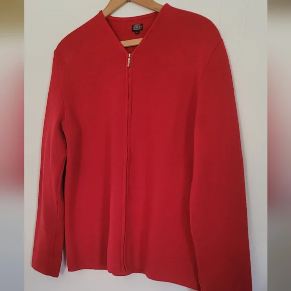 Fly3 Navy Department Red 100% Wool Sweater Jumper Full Zip VNeck Winter Academia